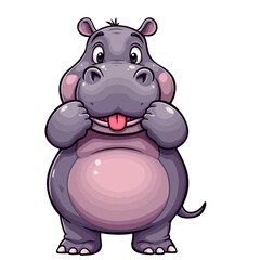 Naklejka premium Hippo cartoon vector on white background