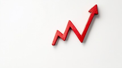 A Zigzag Red Arrow Pointing Upward Showcasing Positive Financial Trends Isolated a White Background
