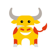 Fototapeta premium colorful cartoon cow, representing farm animal and childhood character concept, copy space