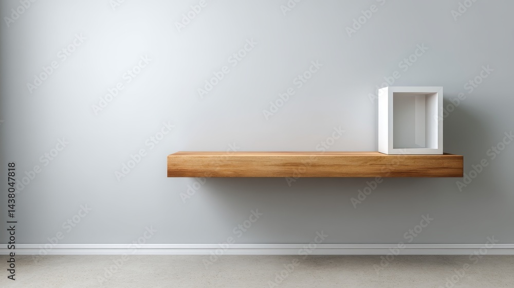 Aufkleber this clean composition showcases a smooth wooden platform against a light gray gradient backdrop, pe