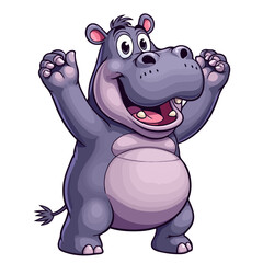 Fototapeta premium Hippo cartoon vector on white background