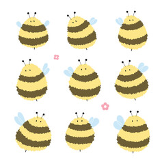 Bee 1 cute on a White background, vector illustration.
