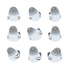 Pigeon 4 cute on a White background, vector illustration.