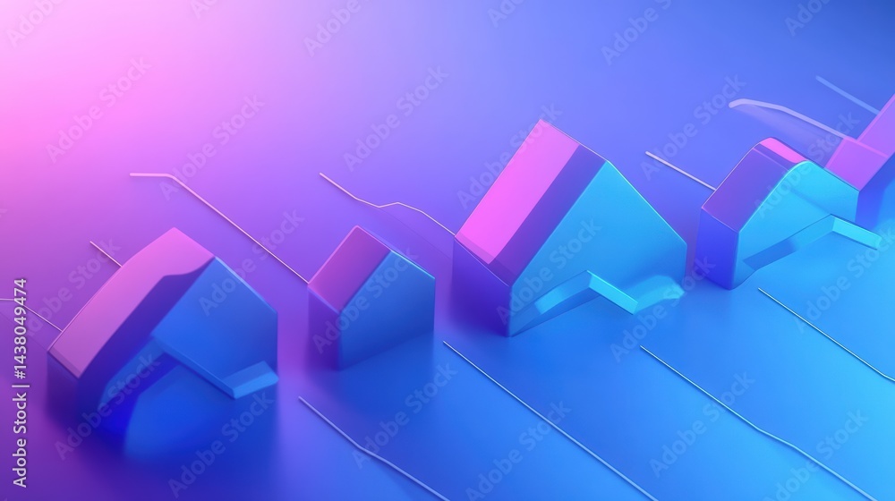 Poster abstract geometric shapes in vibrant gradient colors representing growth and progress