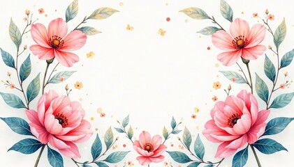 Obraz premium Delicate watercolor style floral motif, soft hues, cream, gentle