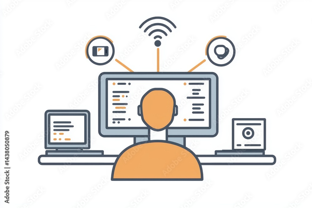Poster digital representation of collaboration tools for remote team productivity