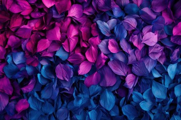 Vibrant, overlapping flower petals in a gradient of purple and blue.