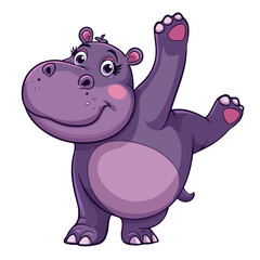Fototapeta premium Hippo cartoon vector on white background