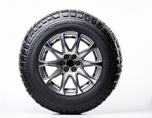 high quality off road tire with deep tread pattern on white background