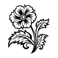 Bold Decorative Floral with Intricate Black and White Design Elements