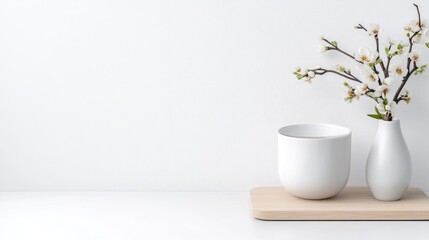 Minimalist aesthetic display with delicate blossoms