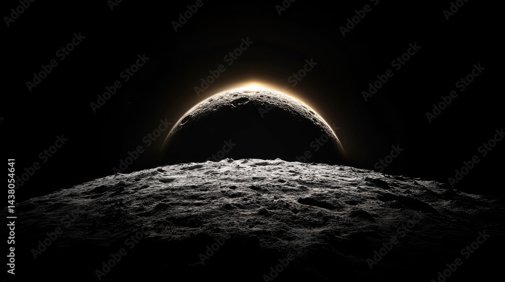 Poster the curve of earth shines against a dark asteroid looming quietly in space