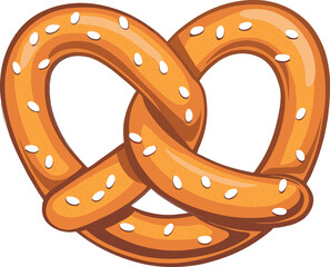 Ultra-Realistic Golden Pretzel Vector Illustration with Coarse Salt &ndash; Artisanal Gourmet Snack Design for Food, Bakery & Culinary Packaging