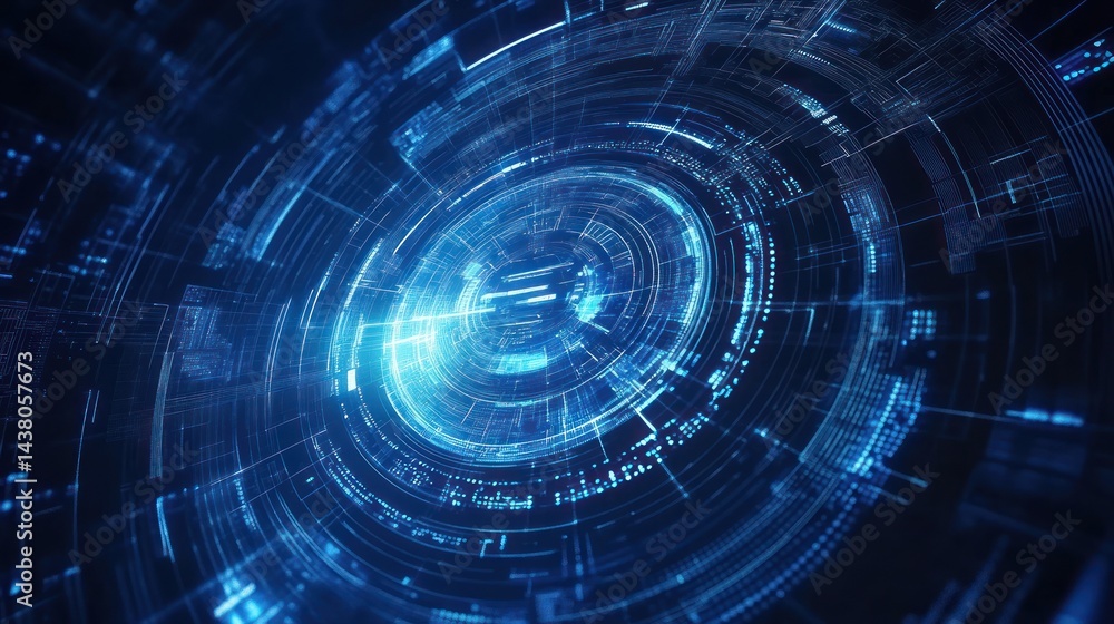 Poster abstract digital tunnel: futuristic technology and data visualization