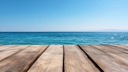 Fototapeta premium Wooden dock overlooking turquoise ocean