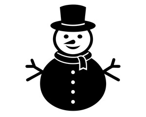 Snowman Vector Illustration | Cute Snowman Silhouette SVG Design for Christmas Crafts