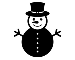 Snowman Vector Illustration | Cute Snowman Silhouette SVG Design for Christmas Crafts