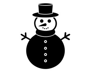 Snowman Vector Illustration | Cute Snowman Silhouette SVG Design for Christmas Crafts