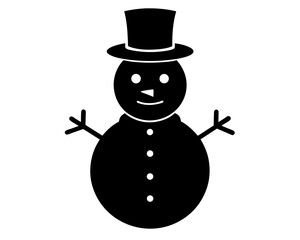 Snowman Vector Illustration | Cute Snowman Silhouette SVG Design for Christmas Crafts