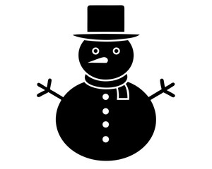 Snowman Vector Illustration | Cute Snowman Silhouette SVG Design for Christmas Crafts