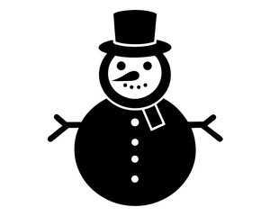 Snowman Vector Illustration | Cute Snowman Silhouette SVG Design for Christmas Crafts