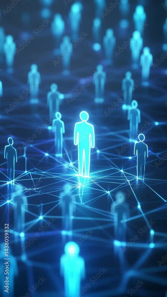 Aufkleber digital human figures icons connected through a network, illustrating themes of connection and techn