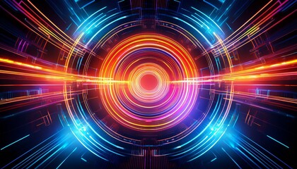 Obraz premium futuristic abstract background featuring vibrant lines and glowing circles ideal for technology and digital themes