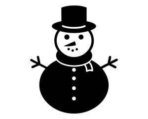 Snowman Vector Illustration | Cute Snowman Silhouette SVG Design for Christmas Crafts