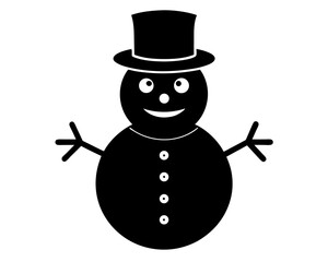 Snowman Vector Illustration | Cute Snowman Silhouette SVG Design for Christmas Crafts