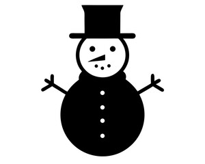 Snowman Vector Illustration | Cute Snowman Silhouette SVG Design for Christmas Crafts