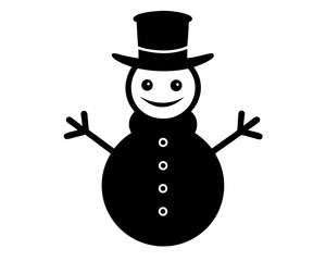 Snowman Vector Illustration | Cute Snowman Silhouette SVG Design for Christmas Crafts