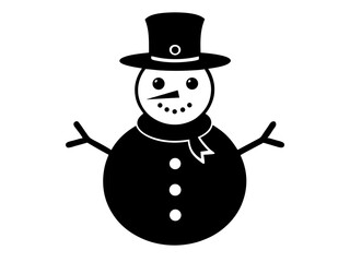 Snowman Vector Illustration | Cute Snowman Silhouette SVG Design for Christmas Crafts