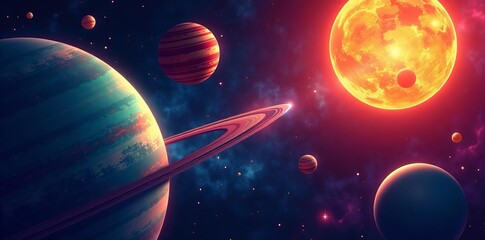 Retro Style Solar System Planets