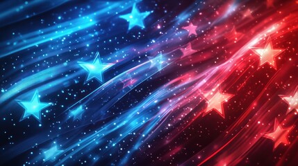 Fototapeta premium Abstract American Flag Design: Festive Red and Blue Stars