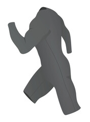 Long sleeve jumpsuit, side view, vector