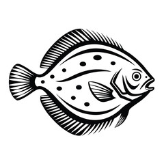 Black and White Flatfish with Ornate Details and Circular Spots Design