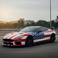 Patriotic American Muscle Car