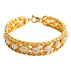 Obraz premium Luxury Gold Bracelet with Diamond Accents isolated on transparent background