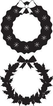 christmas wreath set silhouette vector, christmas wreath silhouette vector icon, christmas wreath logo vector