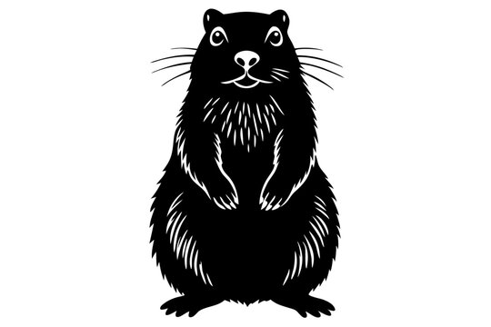 recommend clip art: Black groundhog silhouette vector illustration wildlife animal design element, groundhog, marmot, woodchuck, silhouette, vector, animal, wildlife, rodent, mammal, black, illustration, design, isolated