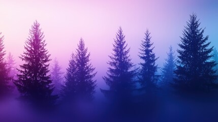Purple Landscapes Forest with purple toned trees and fog, mysterious and enchanting