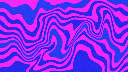 Retro psychedelic wavy pattern background in pink and blue.