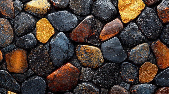 Colorful varied stones for interior design home decor image collection creative environment close-up view