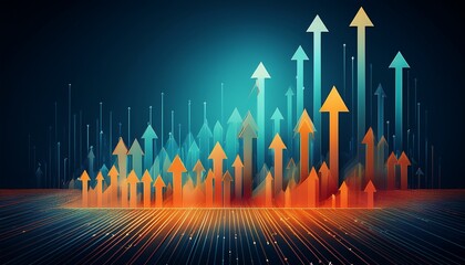 upward arrows symbolizing growth progress and opportunity in business and technology