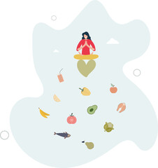 Mindful eating and daily diet with harmony and balance. character life .