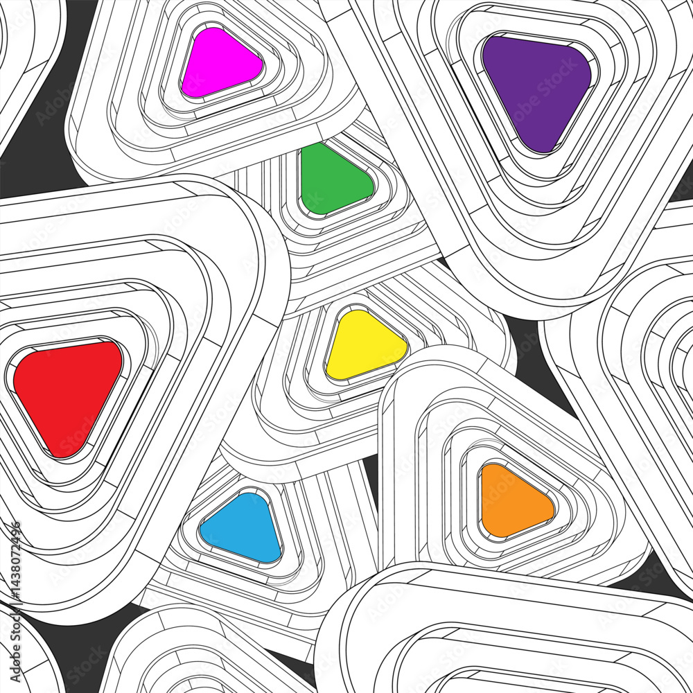 Aufkleber seamless pattern with isometric figures chaotically placed on a dark gray background. vector illustr