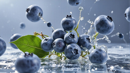 blueberries falling in super slow motion