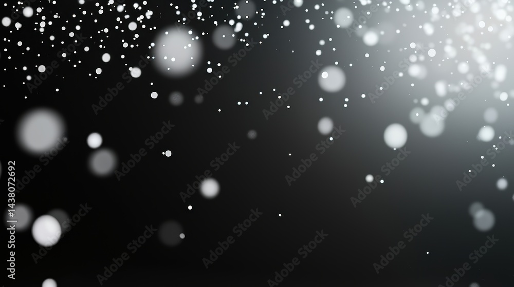 Aufkleber particle effect in motion slow motion capture of particles falling and dispersing, black background,
