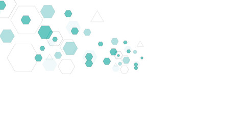 Geometric abstract background with blue hexagons. Computer network concept. Vector Geometric abstract background with soft green hexagons. Medical, technology or science design