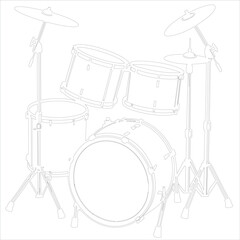 Black white drum set silhouette vector Style illustration